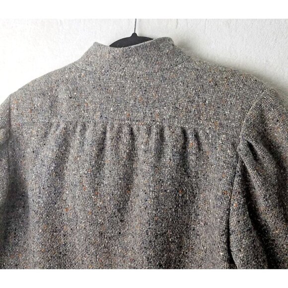 Vintage Larry Levine heather tweed bomber jacket button pockets women's 10-12 - Picture 16 of 16